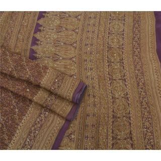 Tcw Antique Vintage Saree Pure Silk Hand Beaded Fabric Premium 5Yd Sari 3