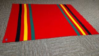 Vintage Pendleton Red Striped Wool Blanket 90 " X 72 " Bright Colorful