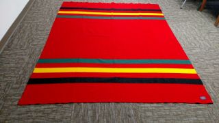 VINTAGE Pendleton Red Striped Wool Blanket 90 
