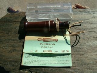 Vintage Iverson Model " Rz " Rosewood Duck Call & Instruction