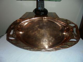 Antique Art Nouveau Copper Tray By Js & Sb