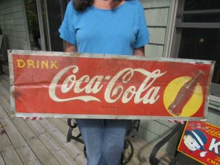 Vintage 1946 Drink Coca Cola Bottle Tin Advertising Sign Robertson Oh