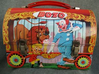 Vintage 1963 1960s Bozo The Clown Dome Top Aladdin Lunch Box