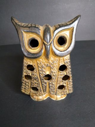 Vintage Ceramic Owl Hanging Candle Or Led Light Holder - Incense Burner 5.  5 " Tall