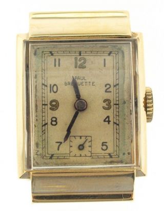 Paul Breguette Mens Vintage 14k Gold Watch,  17 Jewels