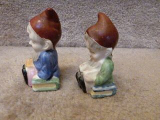 Vintage pair Japan shakers salt pepper elf gnome dwarves with books rock city 2