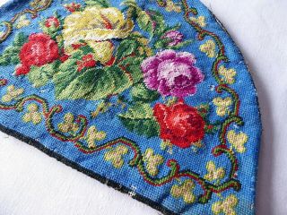 VINTAGE HAND EMBROIDERED TEA COZY/TEAPOT COVER - EXQUISITE BERLIN WOOLWORK 3