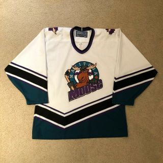 Vintage Manitoba Moose Bauer Hockey Jersey Medium Ihl Stitched Like 96 - 01