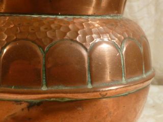 Antique Arts & Crafts Copper Pot Bowl Regd No.  4 Stamp Stylised Scallop Rim 5 