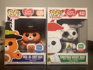 Funko Pop Care Bear Trick Or Sweet And Christmas Wishes Bear Exclusive