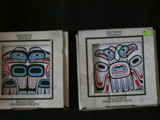 2 Northwest Coast Native American Styled Tile Trivets