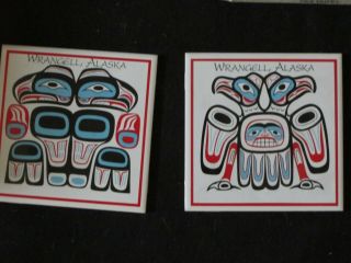 2 Northwest Coast Native American styled tile trivets 2