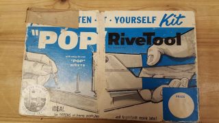 Vintage Rivet Tool Kit United Shoe Machinery Corp.  " Pop " Rivet Gun W/ Org.  Box