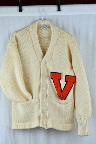 Vintage University Of Virginia Uva Football Sweater Mens/womens Sz L Made In Usa