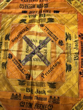 Unfinished Antique Cigar Silk Quilt Square Pillow Top Embroidery Project 2