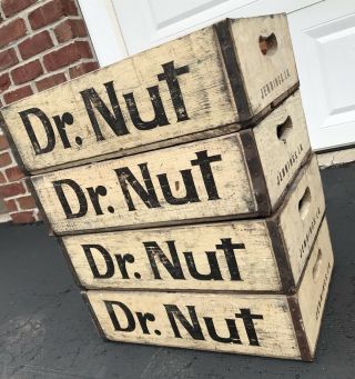 4 Very Rare Vintage Dr Nut Wood Soda Pop Crates Jennings LA 2