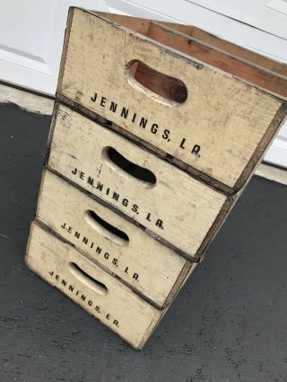 4 Very Rare Vintage Dr Nut Wood Soda Pop Crates Jennings LA 3