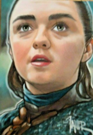 Game Of Thrones Arya Stark Maisie Williams Sketch Card Aceo Art 1/1