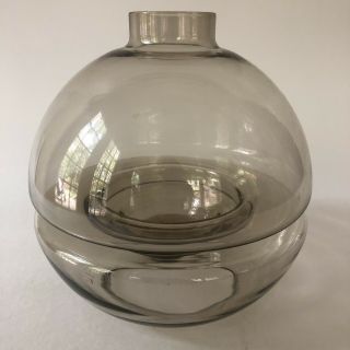 Vintage Dansk Smoked Glass Orb Candle Holder Danish Modern 2 Piece Gray Votive