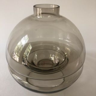 Vintage DANSK Smoked Glass Orb Candle Holder Danish Modern 2 piece Gray Votive 2