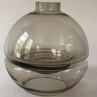 Vintage DANSK Smoked Glass Orb Candle Holder Danish Modern 2 piece Gray Votive 3