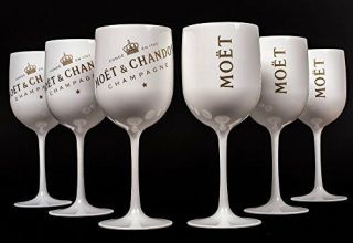Moet Chandon Ice Imperial White Acrylic Champagne Glass Goblet Set X 6
