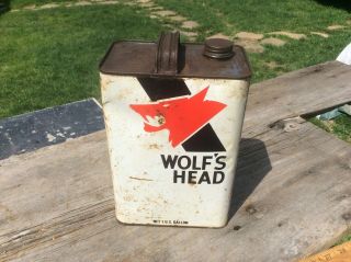 Vintage Wolfs Head Oil Can One Gallon,  Gear Lube,  Rare,  Garage Shop
