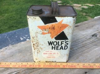 Vintage Wolfs Head Oil Can One Gallon,  Gear Lube,  Rare,  Garage Shop 2