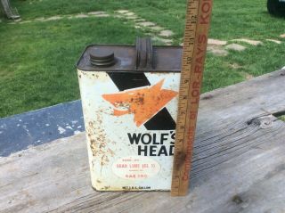 Vintage Wolfs Head Oil Can One Gallon,  Gear Lube,  Rare,  Garage Shop 3