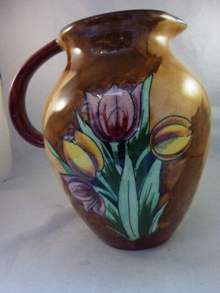 Vintage H & K Tunstall Tuliptime Large Jug English Art Deco Pottery Handpainted
