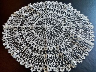 20 " Tatted Antique Doily True Textile Art