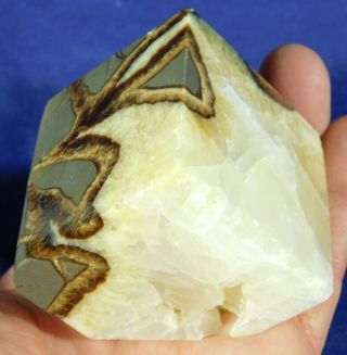 A Big Standing Polished Cube Made From A Utah Septarian Nodule 355gr E