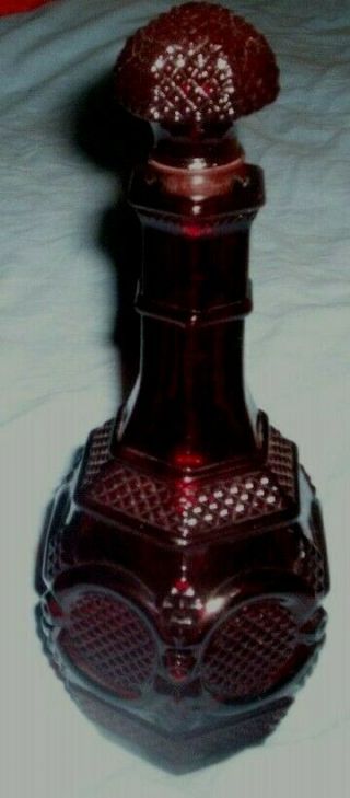 Vintage Avon Ruby Red Cape Cod Wine Decanter With Stopper