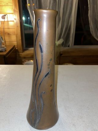 10 1/4 " Heintz Bronze Sterling Overlay Arts&crafts Vase