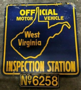 West Virginia State Inspection Sign Vintage Wv Double Sided