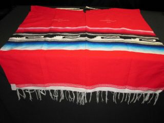 Mexican Saltillo Serape Blanket Rug Poncho Baja Cape W/ Fringe - 74x36 6620