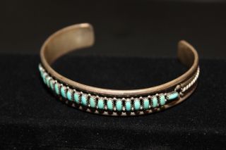 Vintage E.  L.  Lonasee Zuni Turquoise Bracelet Sterling Silver 925 Native American