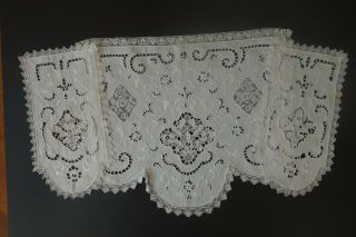 Vintage Antimacassar Set Fine Lawn Linen Venetian Filet Lace Embroidery Wedding
