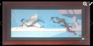 Chuck Jones Signed Road Runner & Coyote Misguided Muscle Hand Painted Cel