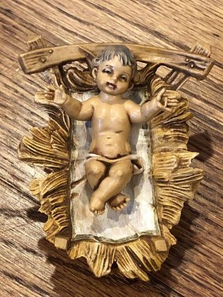 Vintage Fontanini Depose Italy Baby Jesus With Crib Nativity