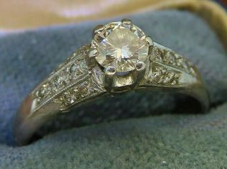 Vintage Palladium Art Deco Antique Diamond Engagement Wedding Ring F