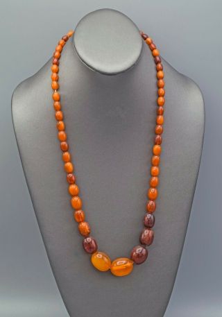 Vintage Baltic Amber Long Graduated Beaded Necklace 40.  4g 26.  25 Inches