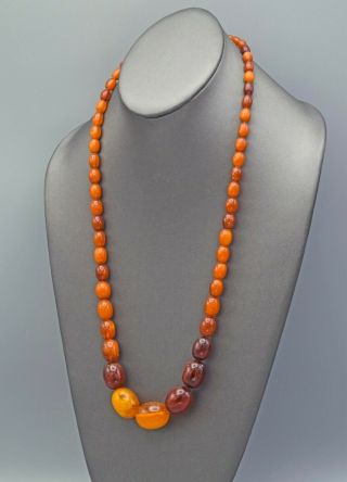 Vintage Baltic Amber Long Graduated Beaded Necklace 40.  4G 26.  25 Inches 2