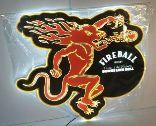 20” Fireball Whiskey Lighted Led Liquor Display Man Cave Bar Pub Sign