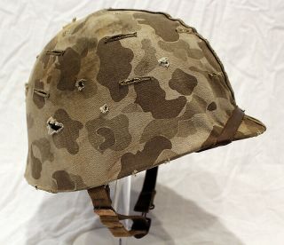 U.  S.  M1 Fixed Bale Helmet Marine Circa 1944 W/firestone Liner