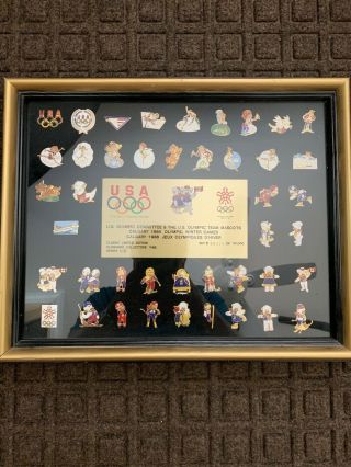 1988 Calgary Olympic Pin Set - Us Olympic Committee Team Mascots Pins - 40pins