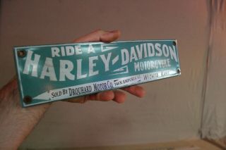 Ride A Harley Davidson Motorcycle Porcelain Metal Dealer Sign Wichita Kansas 66