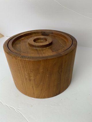 Mid Century Modern Dansk Jens Teak Ice Bucket With Liner And Cover