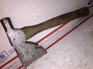 Vintage Hatchet Axe W/ Handle Unmarked Octagon Hammer Head Nail Puller