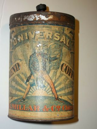 1900 Universal Blend Coffee Can Tin Uncle Sam Millar Chicago Bald Eagle Graphic